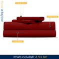 thumbnail image 2 of 600 TC Egyptian Cotton RV King Bed Sheet Set Include's - 15" inch Deep Fitted Sheet | 1 Flat Sheet | 2 Pillowcases | Burgundy Solid, 2 of 7