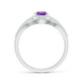 thumbnail image 2 of ANGARA Natural Triple Shank Oval Amethyst and Diamond Halo Ring in 14K White Gold for Women (Size-7x5mm) | February Birthstone, Birthday, Anniversary, Jewelry Gift for Women | Natural Amethyst Ring, 2 of 7