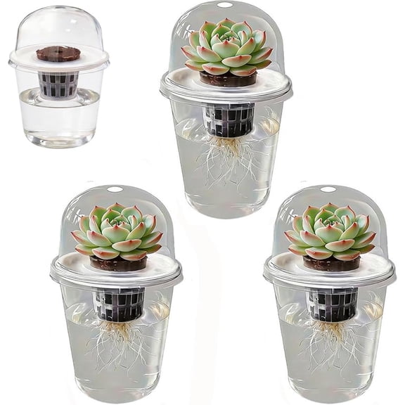 Clear Hydroponic Seedling Starter Kit, 7 Inch Transparent Cups with Humidity Domes for Root Observation, Reusable Indoor Nursery System for Cuttings, 360° Visibility Plant Starter(RL 3 PCS)