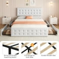 thumbnail image 3 of Faux Leather King Size Bed Frame with 4 Storage Drawers and Headboard, 3 of 8