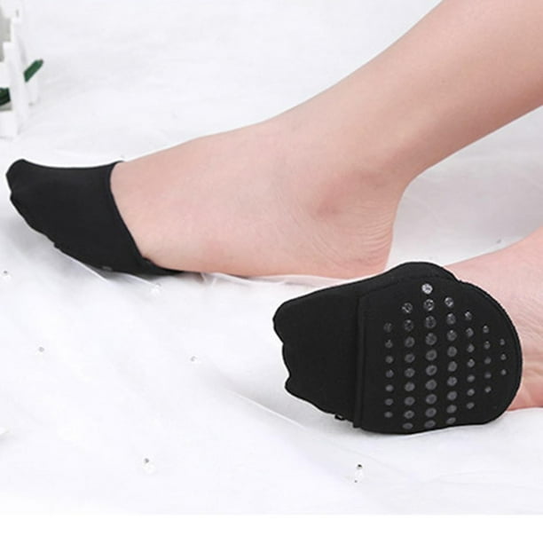 2 protectores para los dedos de los pies para mujer con acolchado para los dedos de los pies, suela antideslizante, almohadillas para el antepié con inserciones de cojín para los pies, Negro Hugo Almohadillas metatarsianas para mujer