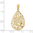 thumbnail image 5 of 14K Yellow Gold Polished / Textured Filigree Teardrop Pendant Made In United States k5280, 5 of 6
