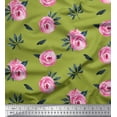 thumbnail image 1 of Soimoi Green Viscose Chiffon Fabric Leaves & Ranunculus Floral Print Fabric by the Yard 42 Inch Wide, 1 of 3