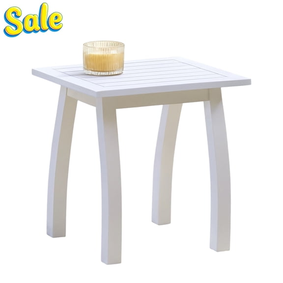 GZXS Modern White Accent End Table, Slatted-Top Side Table with Solid Acacia Wood Legs, Rectangular Sofa or Bedside Table, 200 lbs Weight Capacity, Easy Assembly