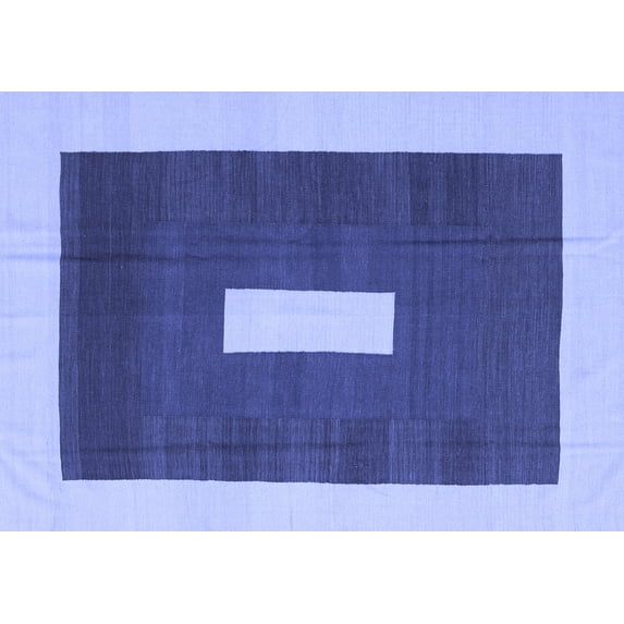 Ahgly Company Machine Washable Indoor Rectangle Abstract Blue Contemporary Area Rugs, 3' x 5'