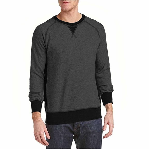 Jachs New York Mens Crew Neck French Terry Premium Long Sleeve Pullover Sweater, Medium - Salt/Pepper