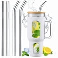 thumbnail image 4 of Ivyemons 4-Pack Silver 12" Stainless Steel Straws – ReusableMetal Straws with Brush for Stanley 40oz/30oz & Simple Modern Tumbler, 4 of 9