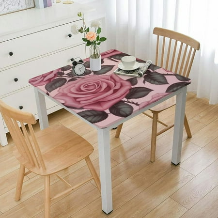 

Waterproof Square Table Cloth Cover Decorations Square for Home Dining Room Kitchen Decor dusky rose Pattern