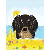 Caroline's Treasures BB2081CHF Longhair Black and Tan Dachshund Summer Beach Flag Canvas House Size , Large, multicolor