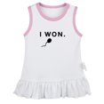 thumbnail image 1 of I Won Funny Dresses For Baby, Newborn Babies Skirts, Infant Princess Dress, 0-24M Kids Graphic Clothes (White Sleeveless Dresses, 0-6 Months), 1 of 4