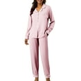 thumbnail image 2 of BILIKEYU Women's Long Sleeve Button Loungewear Soft 2 Piece Set, Fall Outfits for Women, Fall Pajamas Women, Fall Sets for Women, 2 of 6