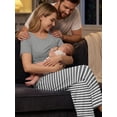 thumbnail image 4 of Avidlove Maternity Nursing Pajamas Set 3 Piece Short Sleeve Postpartum Breastfeeding Top Pregnancy Shorts and Long Pants, 4 of 8