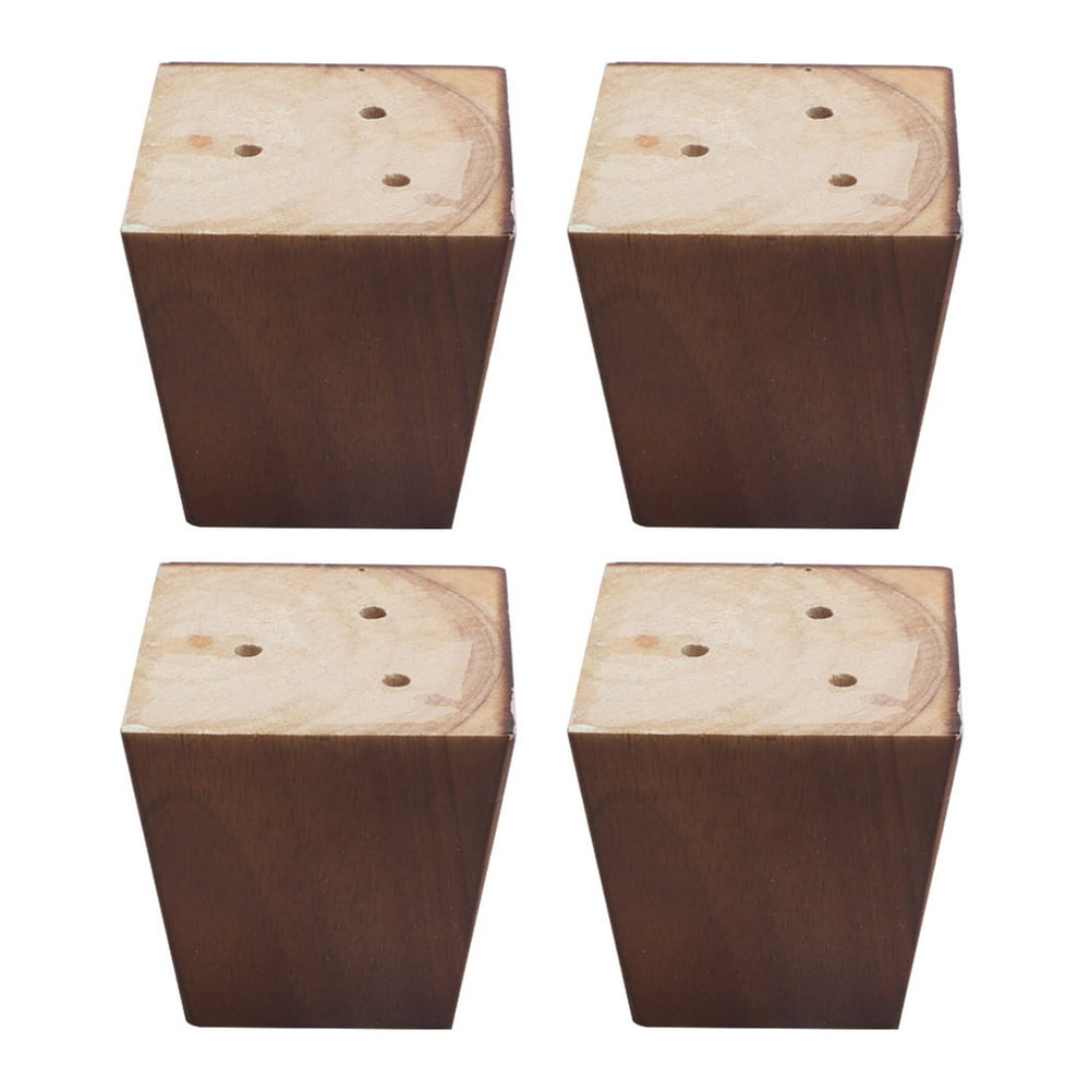 3" Square Solid Wood Furniture Leg Table Feet Replacement Walnut Color