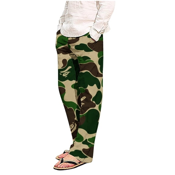 YABCSAZ Mens Pajama Pants Extended Sizes Lightweight Pants Bottoms Soft Comfy Loose Lounge Pants Camo Sleepwear Pants Full Length Sport Pants
