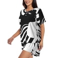 thumbnail image 2 of Haiem Abstract Monochrome Profile Pattern Pajama Set for Women 2 Piece Lounge Set Short Sleeve Tops and Shorts Soft Sleepwear-3X-Large, 2 of 7