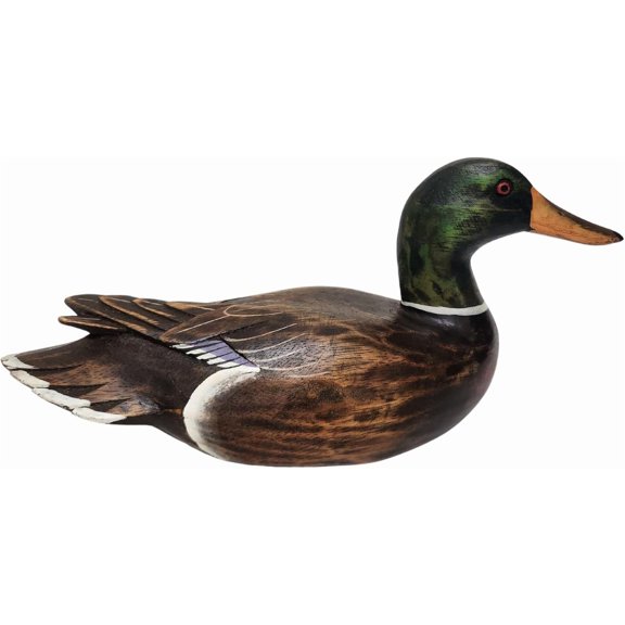 WorldBazzar Hand Carved Painted Wood Carving Bird Duck Decoy Vintage Style Wood Replica Life-Like Figurine
