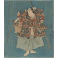 thumbnail image 2 of Utagawa Kunisada (Toyokuni III) 20x23 Black Ornate Framed Double Matted Museum Art Print Titled: Warrior in Fine Green, Blue, Red, Yellow, and Silver (ca. 1833-1843), 2 of 5