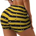thumbnail image 2 of Kdxio Striped With Bees Print Workout Shorts for Women Seamless Soft Smooth Gym Yoga Scrunch Active Shorts, 2 of 5