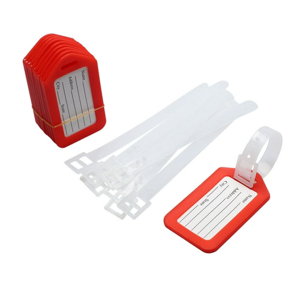 Valise Sac Rouge Blanc Plastique Nom Étiquettes Porte-Bagages Étiquette 10 Pcs