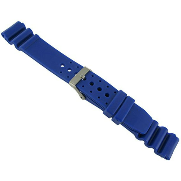 18mm Blue Rubber Pro Sport Watch Band Fits Seiko Diver 