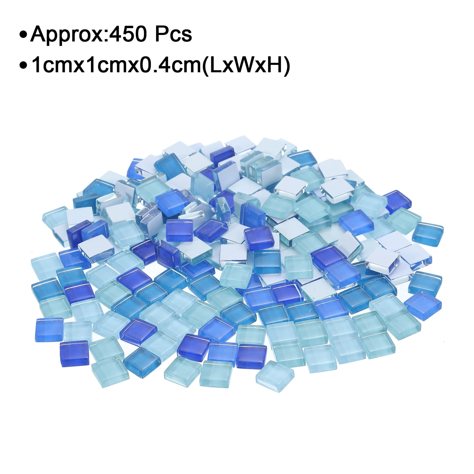 380g Crystal Glass Mosaic Tiles, 1 cm Square Mosaic Tiles Bulk for Craft DIY Hobbies Art Project Blue Series