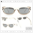 thumbnail image 2 of Womens Narrow Rectangle Silver Mirror Lens Mod Bevel Plastic Sunglasses Peach, 2 of 8