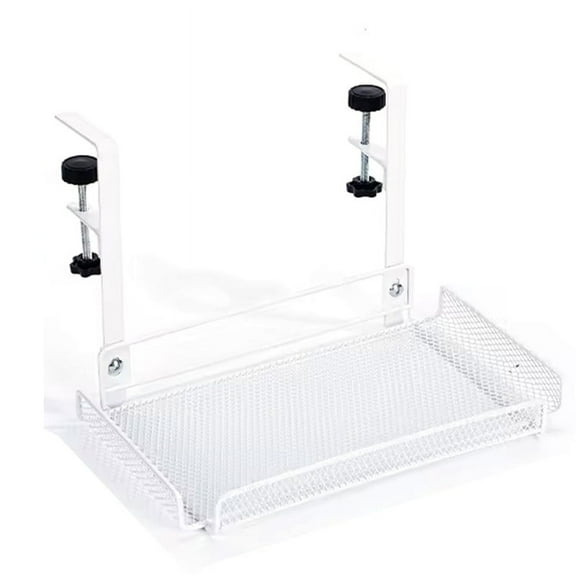 TOP! No Drill Under Desk Cable Management Tray with Clamp-Premium Wire Cord Organizer - Thin Steel Basket A