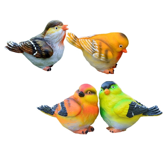LEORX Adorable Resin Bird Crafts, Multi-Color, Ideal for Home and Garden Decor, 4Pcs