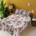 thumbnail image 2 of Ambesonne Tropical Fitted & Flat Sheet with Shams 4 Pcs Set, Leaves Abstract Modern Art, Full, Pale Rust Eggshell White, 2 of 5