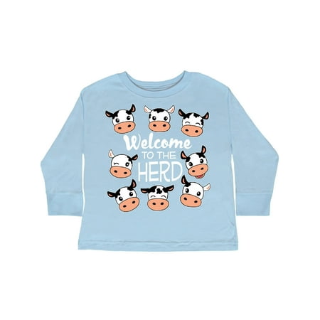 

Inktastic Welcome to the Herd with Cute Black and White Holstein Cows Gift Toddler Boy or Toddler Girl Long Sleeve T-Shirt