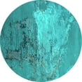 thumbnail image 1 of Ahgly Company Machine Washable Indoor Round Oriental Turquoise Blue Industrial Area Rugs, 5' Round, 1 of 4