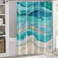 thumbnail image 3 of Shower Curtains for Bathroom-36"x78",Marine Coastal Wave Turquoise Ombre Waterproof Bath Curtain Grommet Shower Curtain Set with Hooks,Abstract Ocean Sea Shore Washable Bath Accessories, 3 of 7