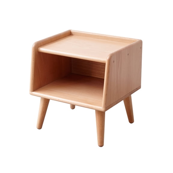 Xukmct Modern Nightstand with Open Shelf, Wood Bedside Table for Living Room, Bedroom
