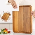 thumbnail image 4 of Acacia Wood Cutting Boards for Kitchen,Large Wooden Cutting Boards for Chopping Meat, Cheese, Fruits, and Vegetables，Extra Large Charcuterie Board with Handles, Juice Groove, 4 of 6