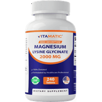 Vitamatic Magnesium as Glycinate Lysinate – 240 Tablets – 100% Chelated Magnesium - Supports Muscle Relaxation, Heart, Nerve Health* – Non-GMO, Gluten & Soy Free