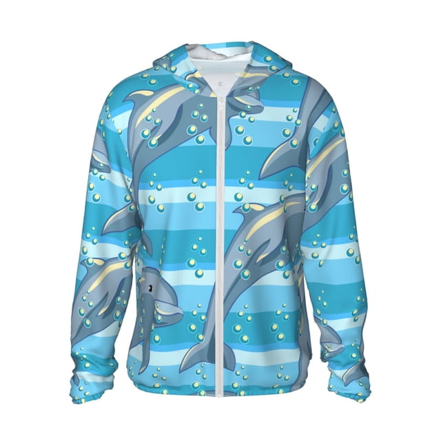 Fotbe Dolphin Chaqueta con Protección Solar UPF 50+ para Hombre y Mujer, Camisa con Capucha y Bolsillos-Medium