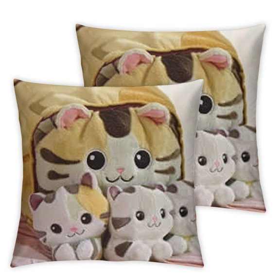 Cute Cat Plush Pillow Toy,  Removable Fluffy Animal Doll, Soft   Stuffed Sofa Chair Decor for Kids & Girls