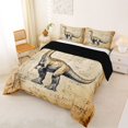 thumbnail image 2 of Homewish Rustic Sketch Dino Full Size Comforter Sets,Jungle Wildlife Bedding Comforter Set,Brown,Black Reversible,3-Piece,1 Comforter and 2 Pillowcases, 2 of 7