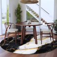 thumbnail image 4 of 7ft Round Rug, Black Marble Non-Skid Rubber Backing Large Area Rugs - Living Room Bedroom Home Office, Luxury Gold White Abstract Cracks Artwork Indoor Floor Mat Carpets Washable Rug, 4 of 9