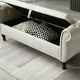 thumbnail image 6 of Storage Bench for Bedroom End of Bed Zarler Rolled Armed Velvet Ottoman Couch Long Bench Bedroom Bench with Storage, Beige, 6 of 8