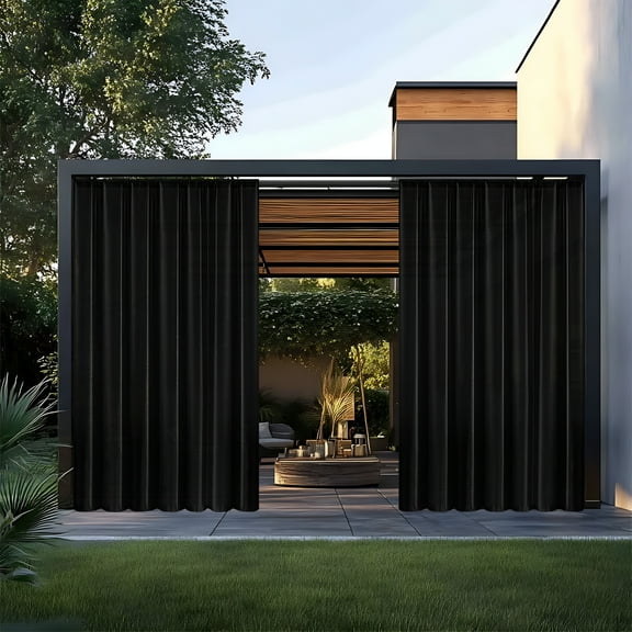 AUQ 5pcs Outdoor Curtains for Patio Waterproof Weatherproof,UV and Fade Resistant Outside Curtains for Gazebo,Front Porch,Pergola,Sun Blocking Privacy Curtain