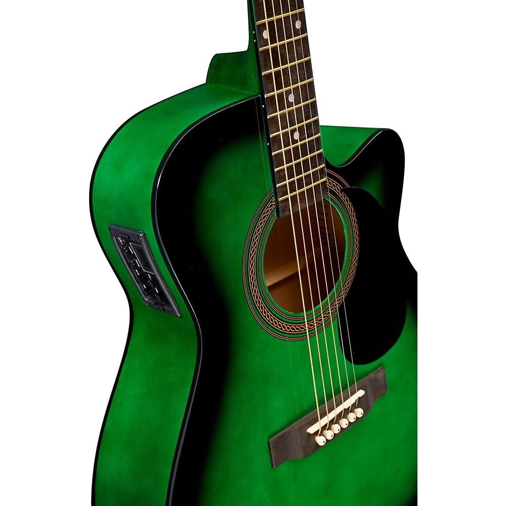 Rogue RA-090 Concert Cutaway Acoustic-Electric Guitar Green Blue Burst