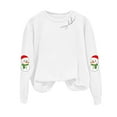 thumbnail image 4 of larppty Women's Casual Crew Neck Christmas Snowman Print Sweatshirt Loose Soft Long Sleeve Pullover Tops （White, S）, 4 of 5