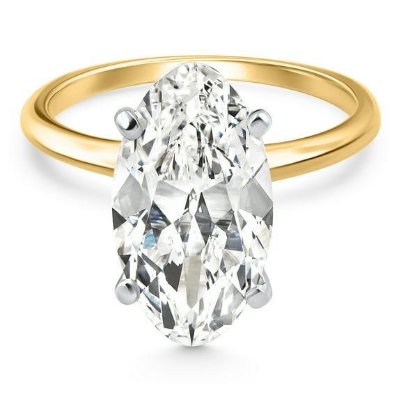 Pompeii Certified 6Ct Moval Solitaire Diamond Engagement Ring 14k Gold Lab Grown
