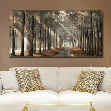 Arts Large Wall Art Fall Scenery Canvas Prints Panorama Forest Wall Art in Vibrant Warm Colors Printed Painting Frameless Art Works Home Walls Canvas Art Wall Decor - 31.4x15.7inches