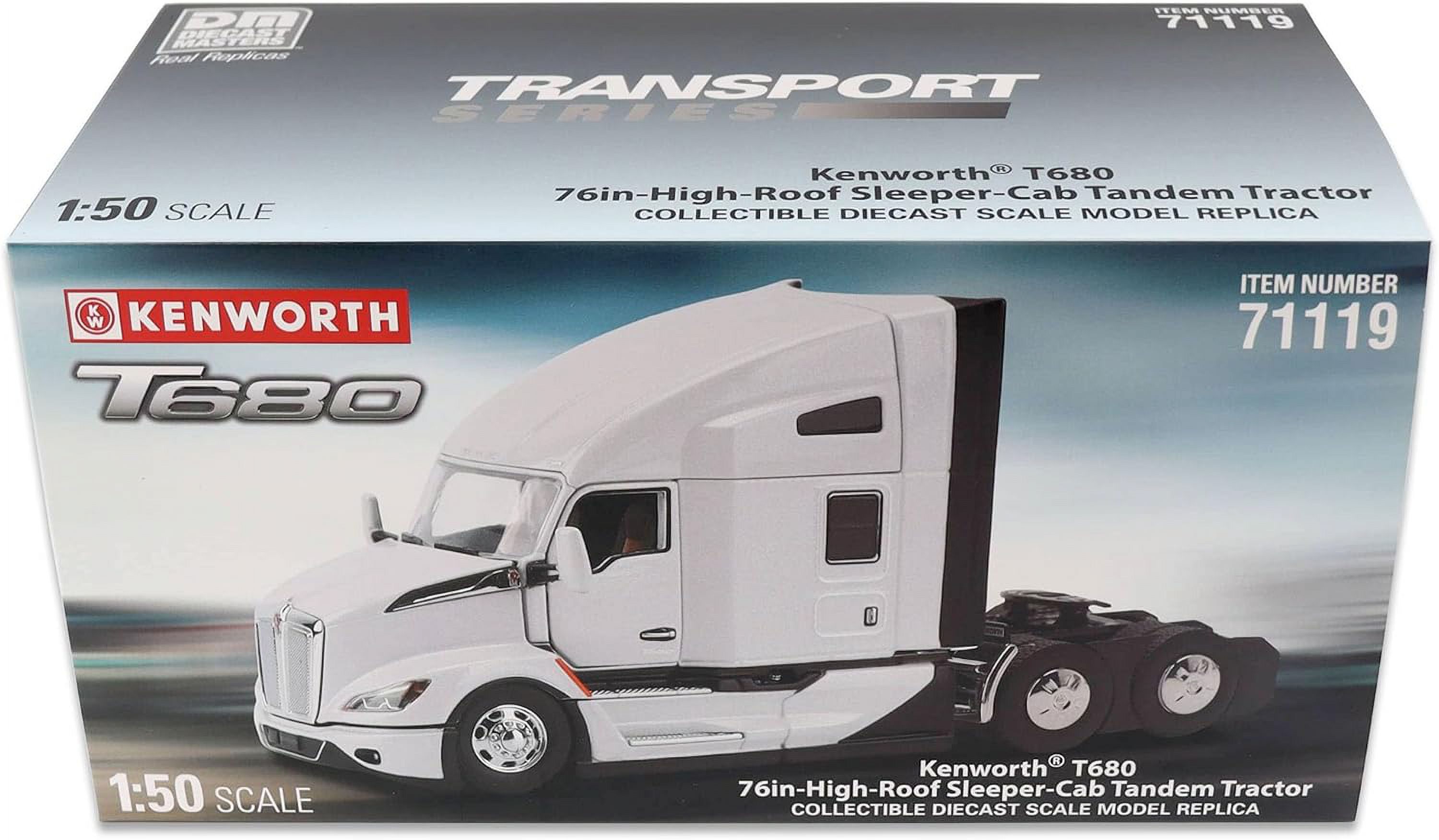 Diecast Masters 1 50 Pearl White Kenworth T680 76in High-Roof Sleeper Cab Tandem Tractor 71119 - com