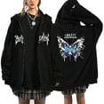 thumbnail image 2 of Women Y2k Zip Up Hoodies Gothic Print Long Sleeve Jackets Oversized Casual Fashion Hooded Sweatshirt, 2 of 5