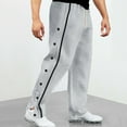 thumbnail image 4 of ADSSDQ Mens Tear Away Basketball Pants High Split Snap Button Post-Surgery Sweatpants Open Bottom Breakaway Sweat Pants Gray 3XL, 4 of 7