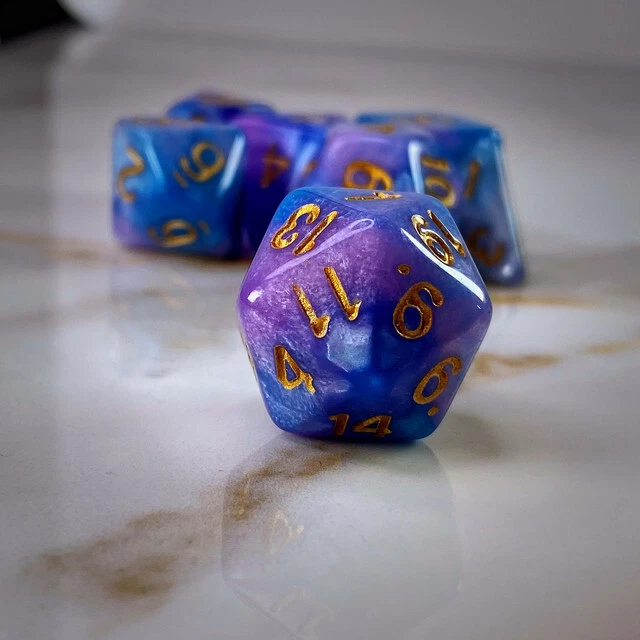 Sage'S Stones - Purp/Blue Acrylic Polyhedral Dice Set Rpg Dnd Dungeons Dragons