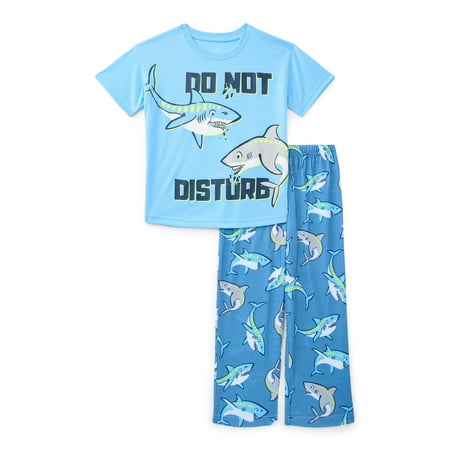 Wonder Nation Boys Graphic Tee and Wide Leg Pants Sleep Set, 2-Piece, Sizes 4-18
